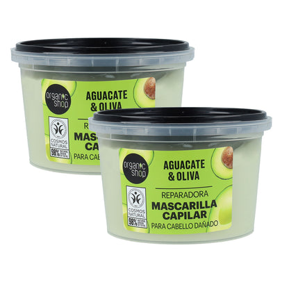 Pack PROMO 2x Masque capillaire réparateur express Avocat et Olive Organic Shop 250 ml