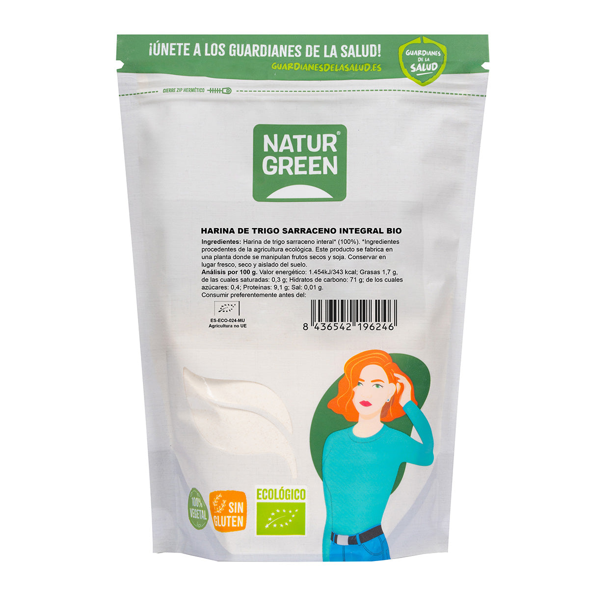 Glutenfri fullkornsmjöl av sarraceno NaturGreen 500 g