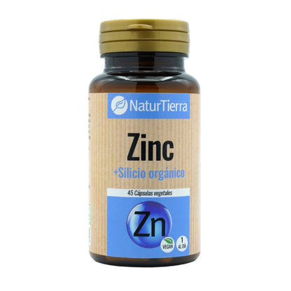 Zinc + silicium organique, 45 gélules végétales. NaturTierra