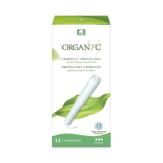 Organyc 100% Organic Cotton Super Flow Tampons with Applicator, 14 pcs
