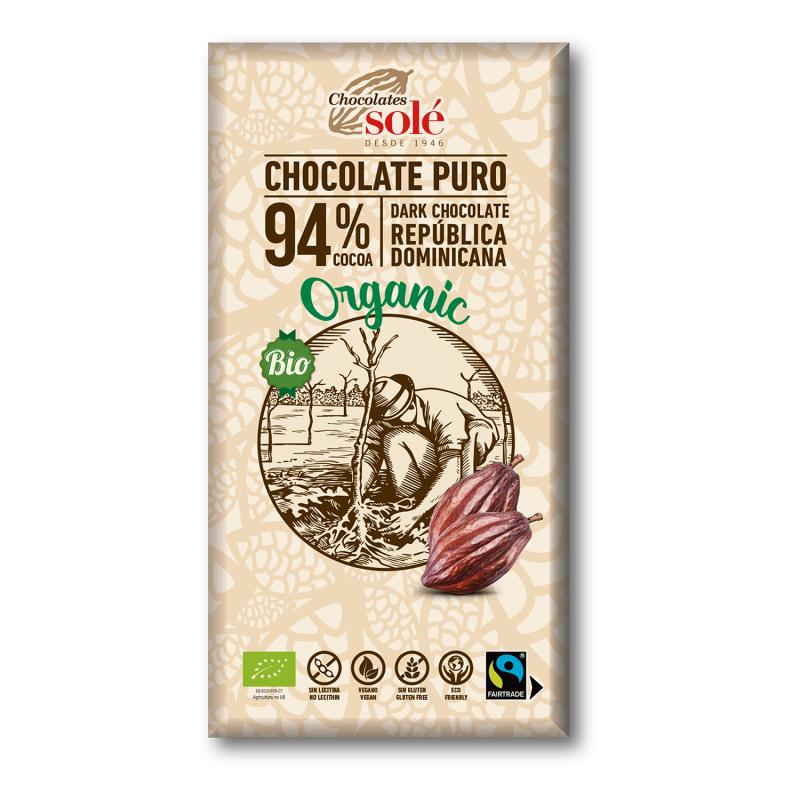 Biologische pure chocolade 94% Chocolates Solé 100 g