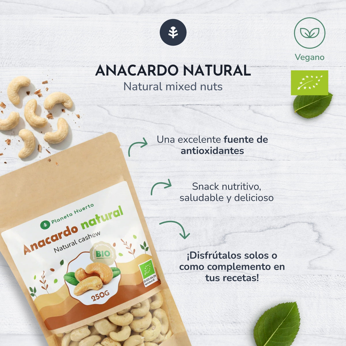 Cashew nuts natural ECO Planeta Huerto 250 g