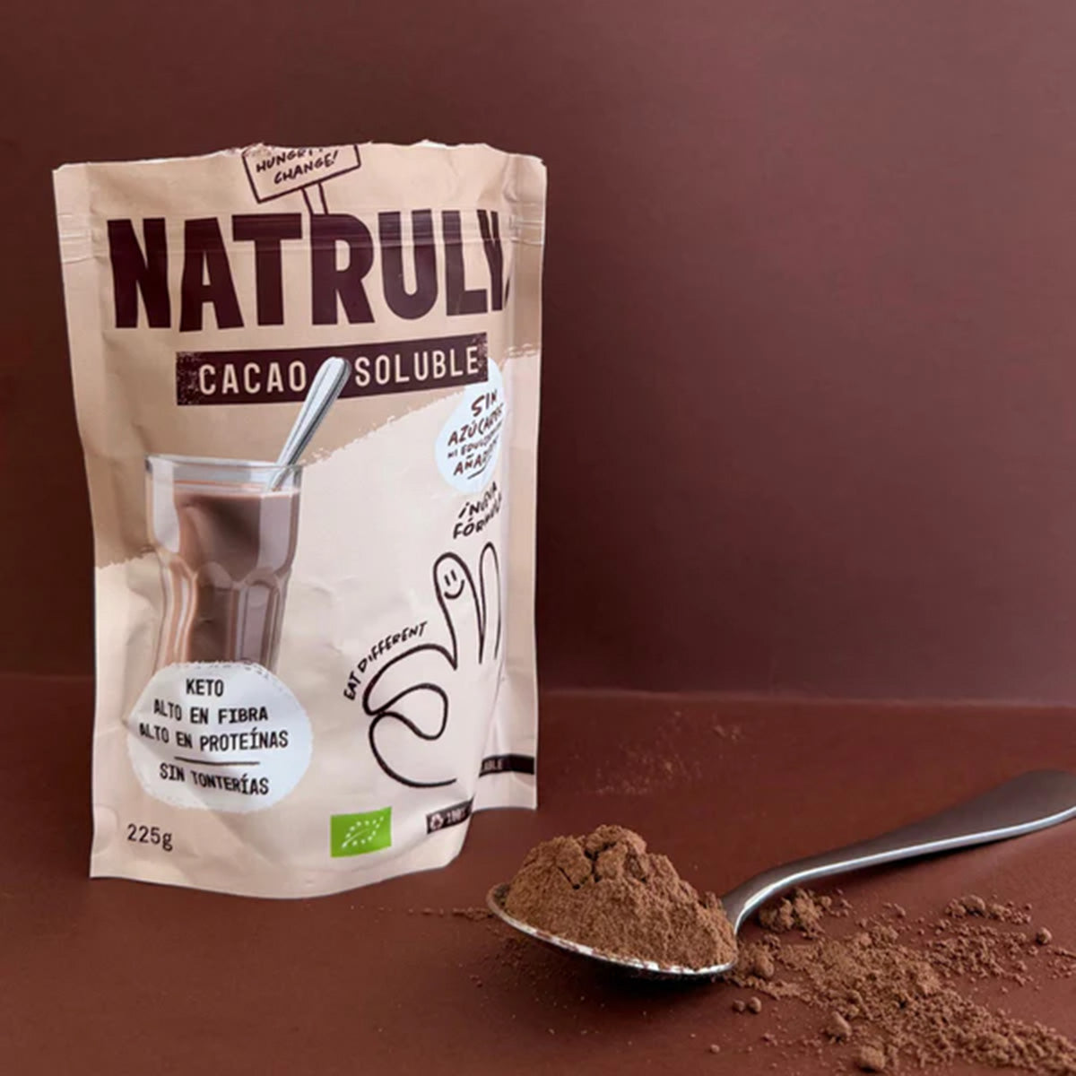 Biologische oplosbare cacao met hoog eiwitgehalte Natruly 225 g