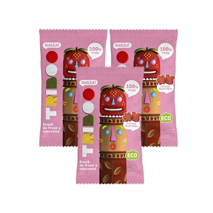 3-pack ekologiska jordgubbs- och äppelsnacks 25 g, Triboo
