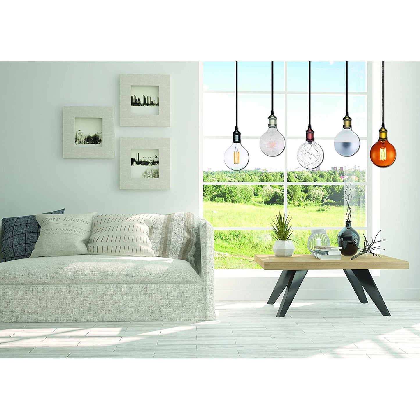 Vintage Black Pearl lampfattning med textilkabel 1 m E27 Garza Lighting