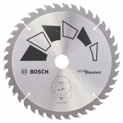 Disque standard Bosch pour scie circulaire 205 x 16/18/20/24 mm 40 dents