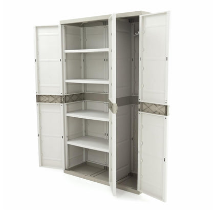 Szafa 3-drzwiowa z miotłą 105 cm Titanium Plastiken Beige (odnowiona)