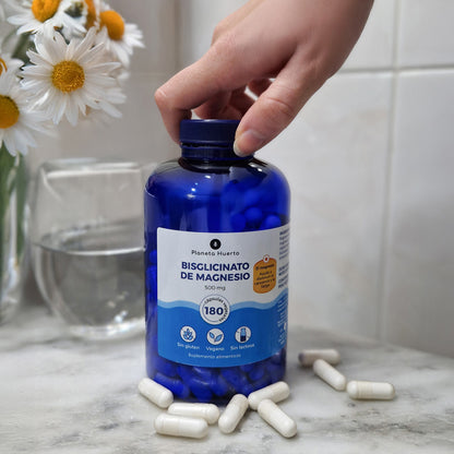Opakowanie 2xBisglicynian magnezu 500 mg Planeta Huerto 180 kapsułek