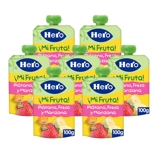 7er-Pack Hero-Joghurtbecher mit Banane, Erdbeere und Apfel 100 g