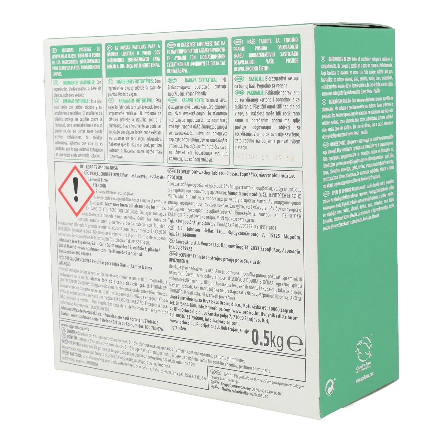 Lavavajillas para Máquina Classic Ecover 25 pastillas de 20g