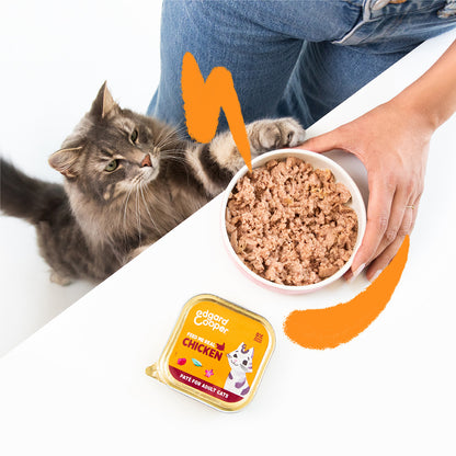 Natvoer voor katten, paté, kuipje, scharrelkip, Edgard & Cooper 85 g