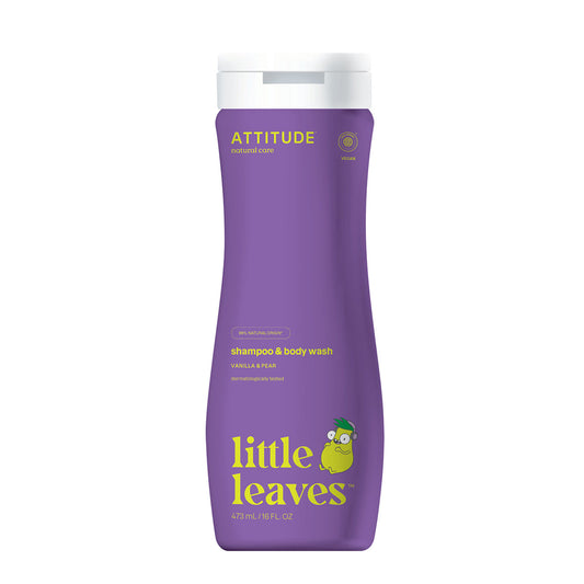 Gel et shampoing Little Leaves Vanille et poire pour enfants, Attitude, 473 ml