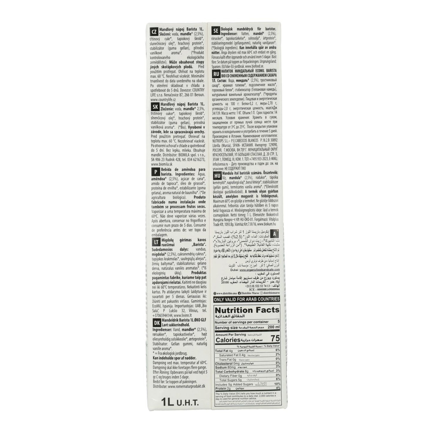 Pack 6 uds Bebida vegetal de Almendra Barista BIO EcoMil 1 L