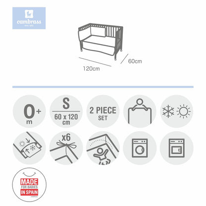 Ensemble couette + protège-matelas pour lit bébé Star 60 x 120 cm. Beige