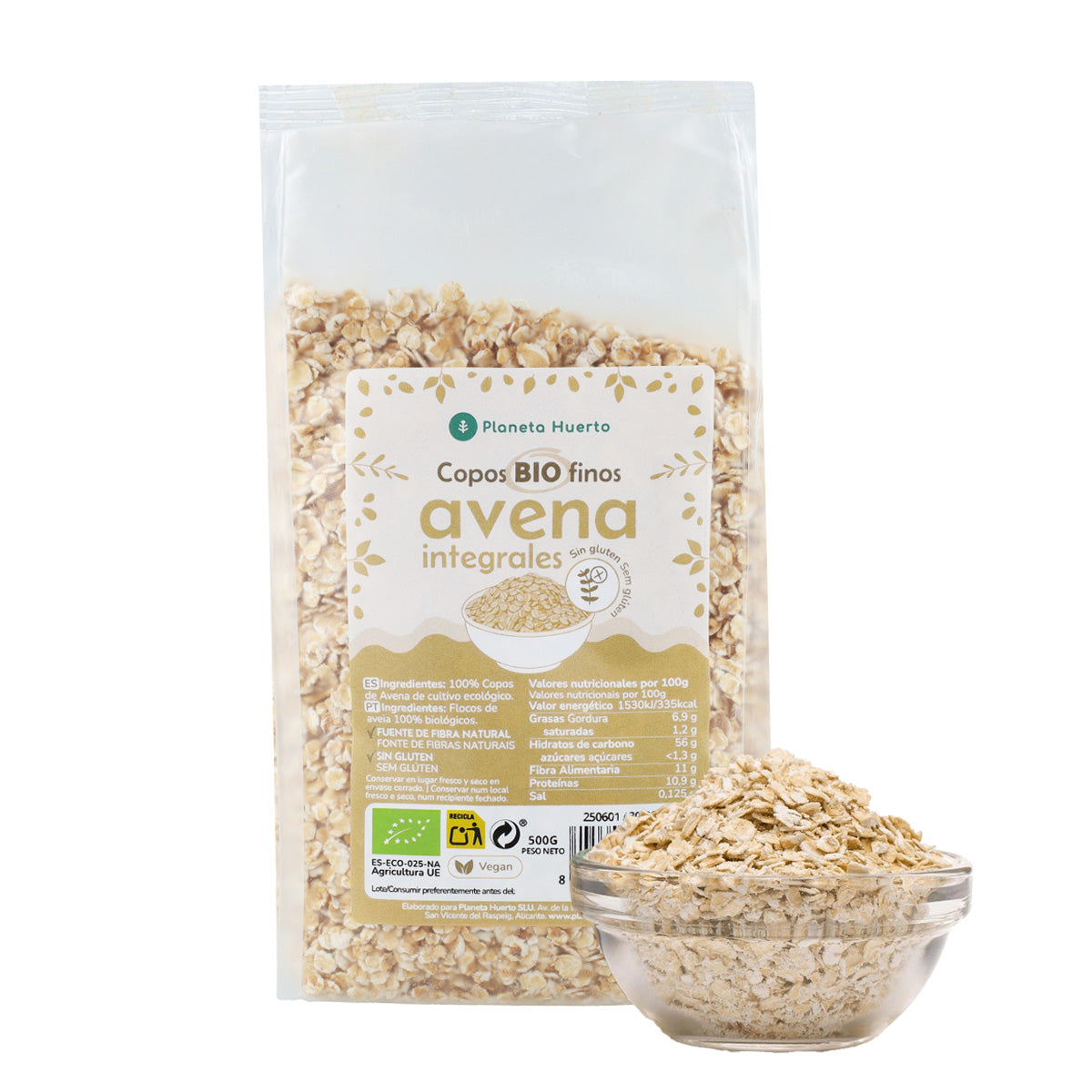 Copos de avena finos Sin Gluten ECO Planeta Huerto 500 g