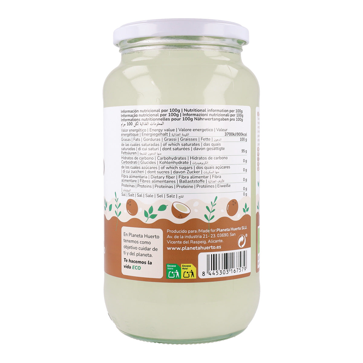 2er-Pack Bio-Kokosöl Planeta Huerto 860 ml
