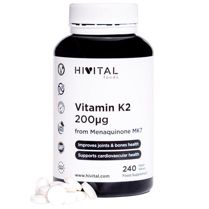 Vitamin K2 MK7 200 mcg 240 veganska tabletter Hivital