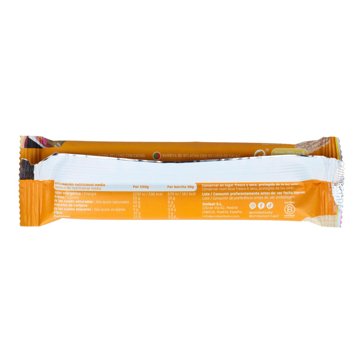 Gefüllter Waffelriegel 30 g ECO Smileat
