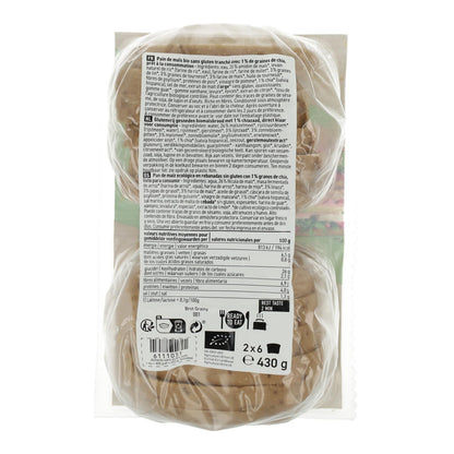 Geschnittenes Maisbrot mit Körnern, glutenfrei, Bio Schnitzer, 430 g