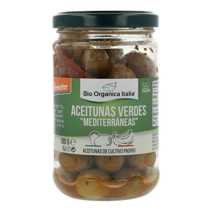 Olives vertes à l'assaisonnement méditerranéen Bio Organica Italia 180 g