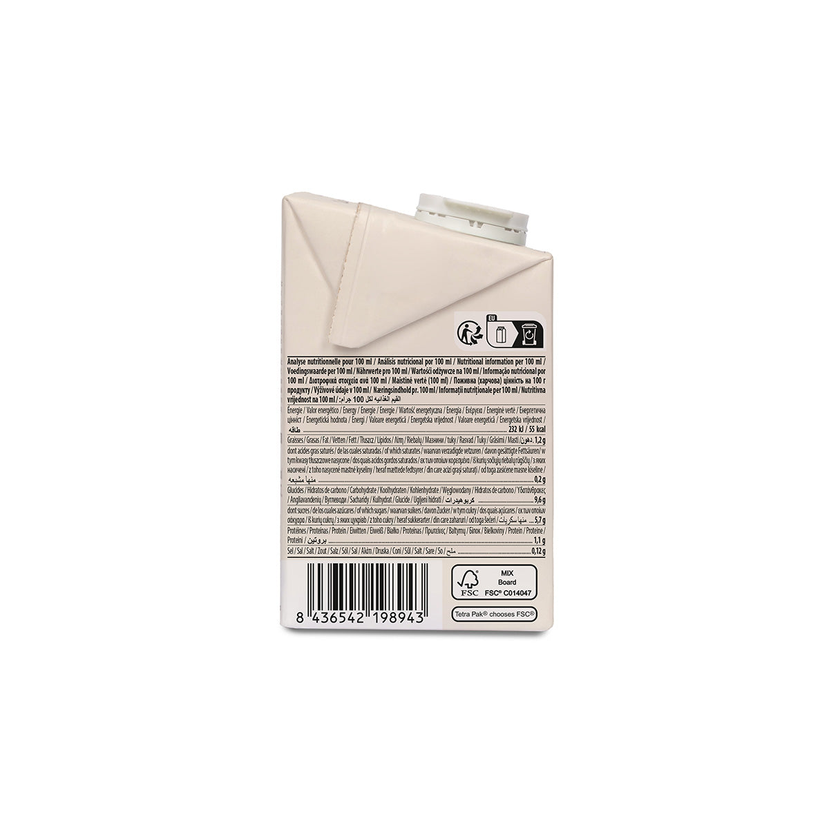 Boisson végétale à l'avoine sans sucre bio ECOMIL 500 ml