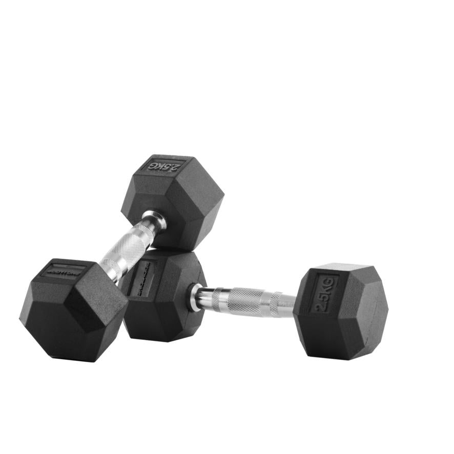 Manubri esagonali in gomma Bodytone (coppia) 2,5 kg