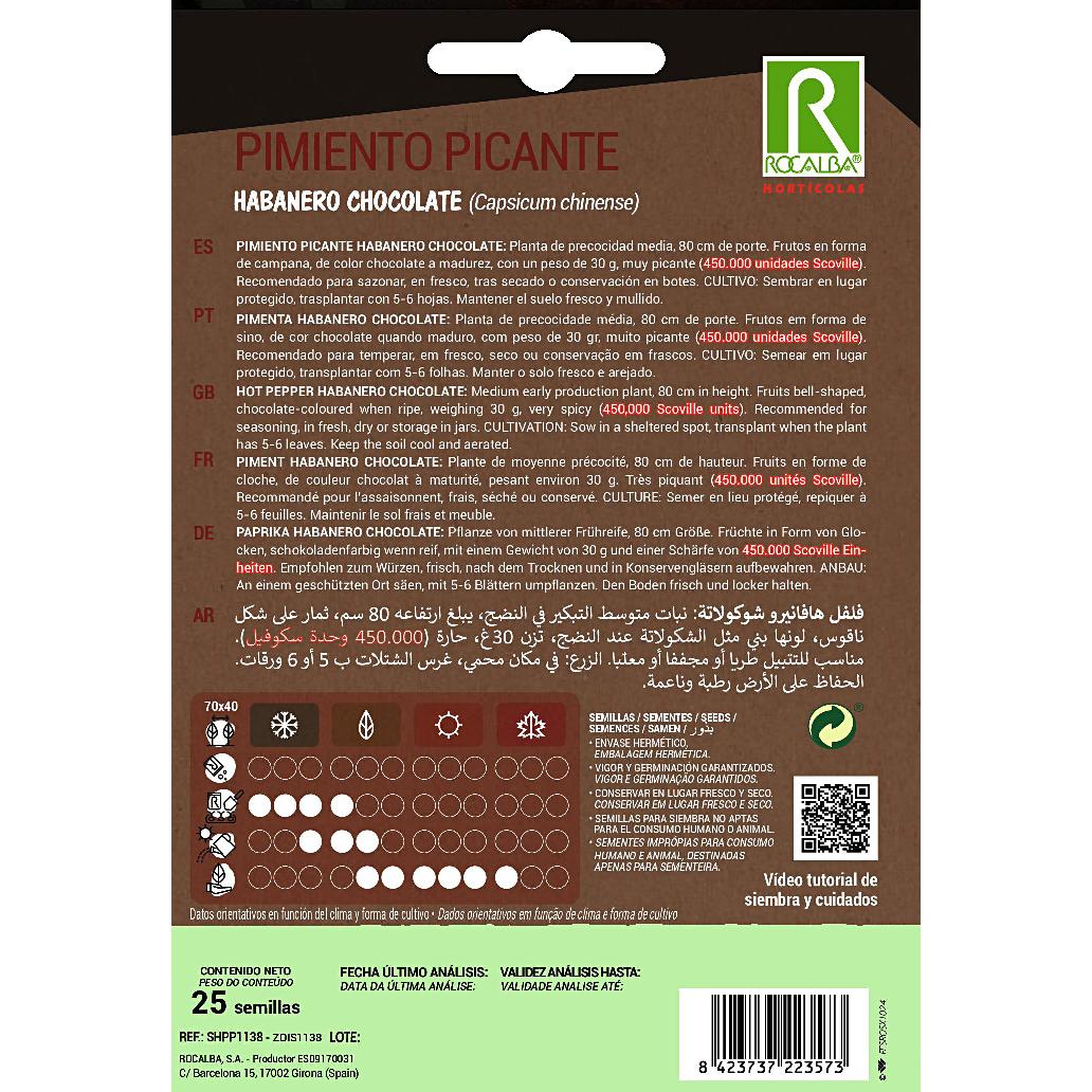 Rocalba Chocolate Habanero Hot Pepper Seeds