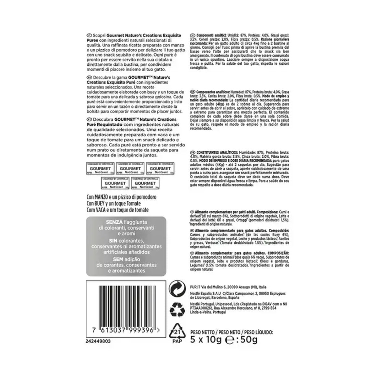 Zestaw 11 x GOURMET Nature's Creations Wyśmienity płynny puree z łososiem i marchewką 5x10 g