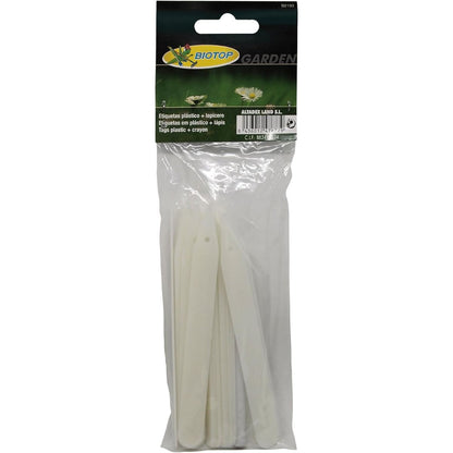 Zakje met 25 kleine etiketten Biotop + potlood - etiketten voor zaaibedden en moestuin