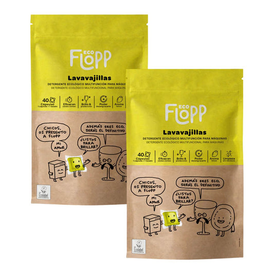 Confezione da 2 x Detersivo per lavastoviglie in gel ECO Flopp 40 capsule