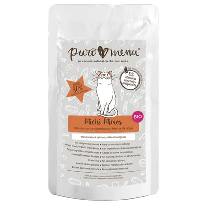 Cibo umido Barf per gatti Michi mimos BIO (tacchino e salmone) Puromenu 100 g