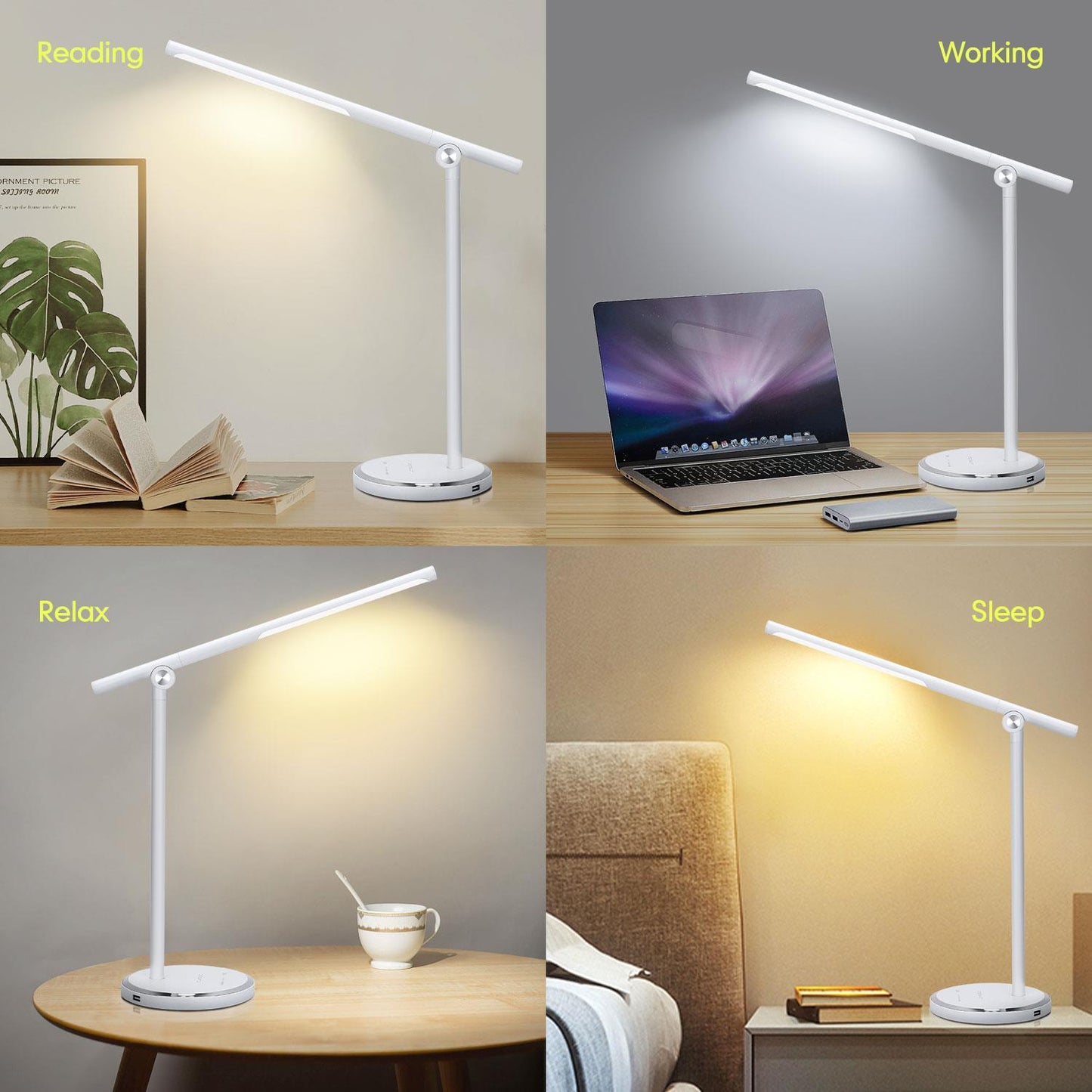 Lampa LED 8W biała 8W touch&stepless dimming z ładowarką USB