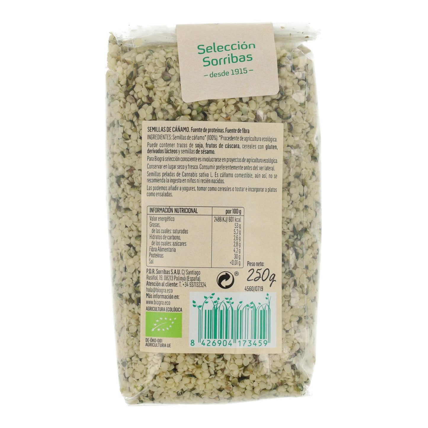 Semillas de Cáñamo peladas BIO Biogra, 250 gr