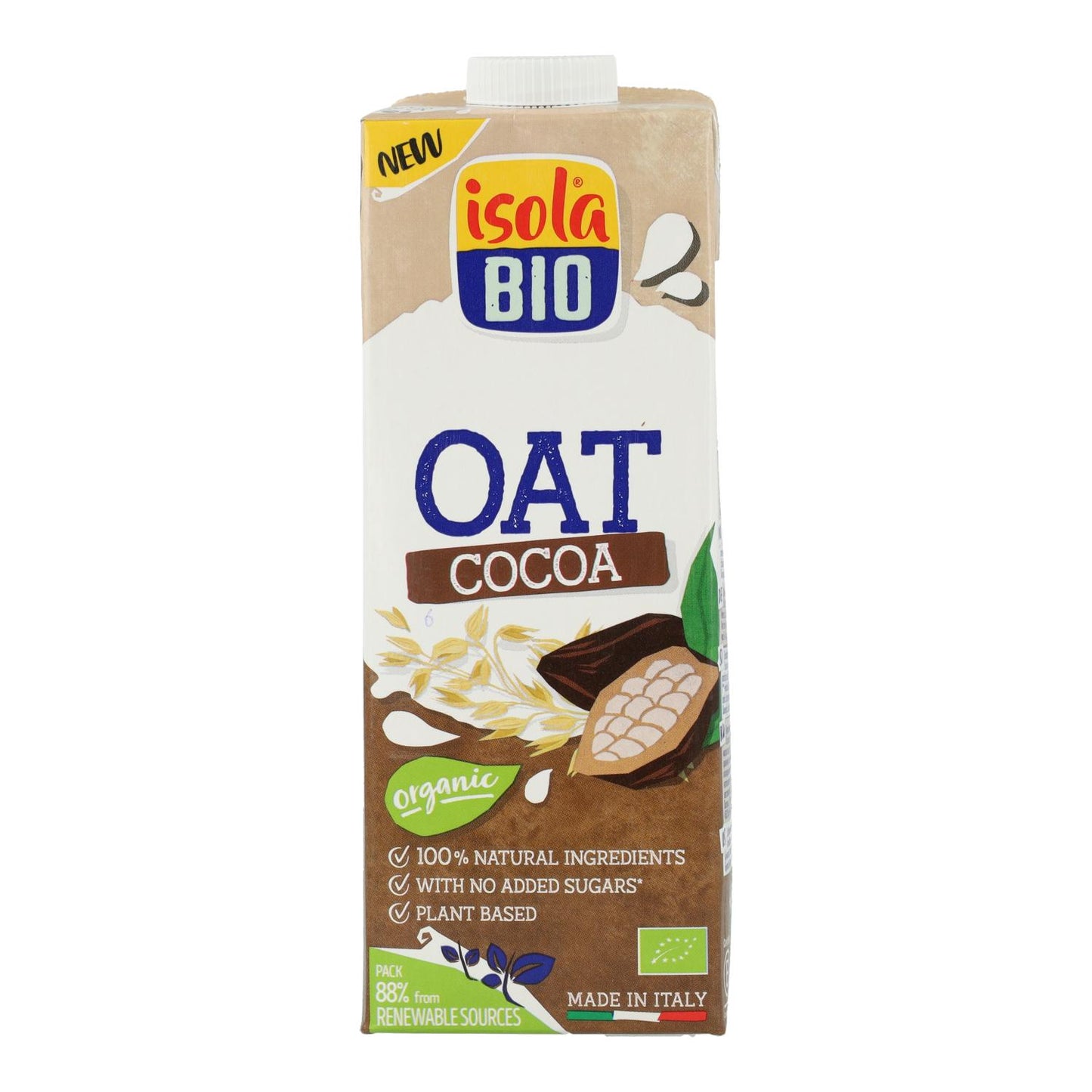 Biologische drank met haver en cacao zonder toegevoegde suikers Isola Bio 1 L