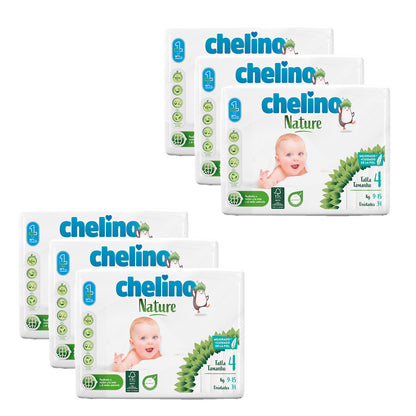 Confezione da 6 pannolini T4 9-15 kg Chelino Nature 34 pezzi