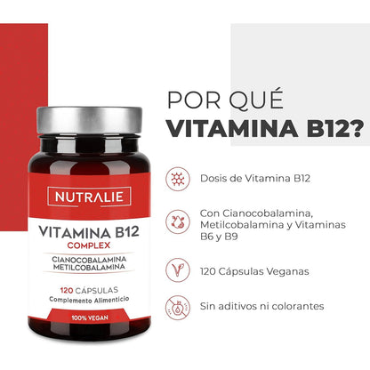 Complexe de vitamine B12 2000 mcg Fatigue Nutralie 120 comprimés