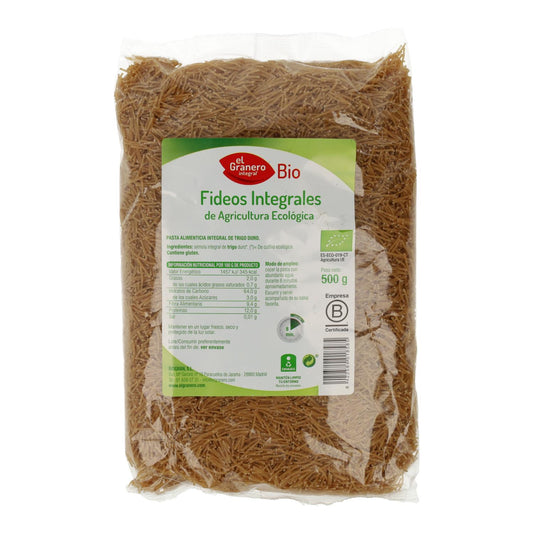 Wholemeal Wheat Thin Noodles. El Granero. 500 g