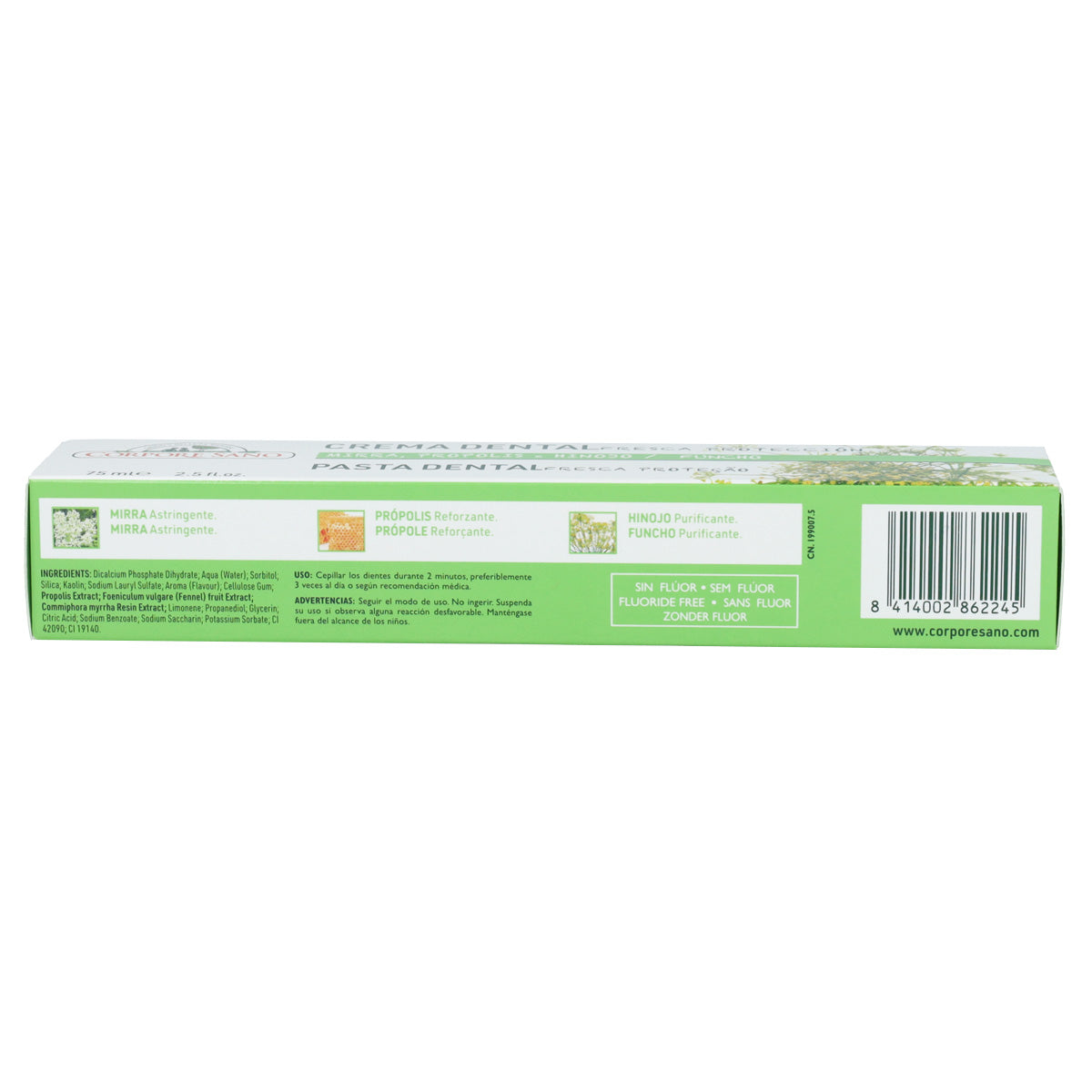 5er-Pack Zahnpasta Myrrhe, Propolis und Fenchel Corpore Sano 75 ml