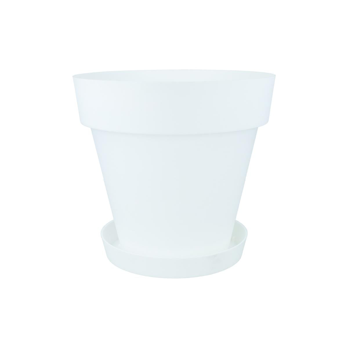 Confezione vaso con piattino bianco Tes 18 x 15 cm