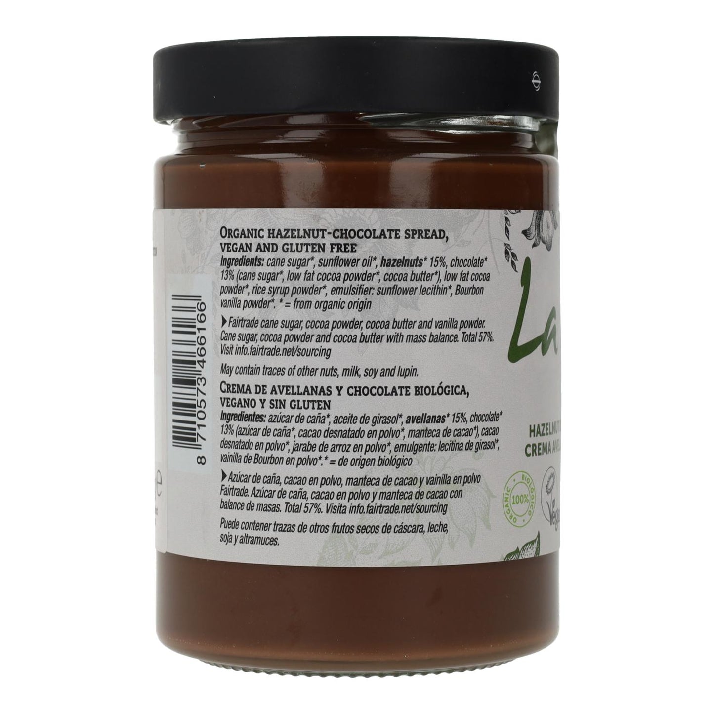 Vegan Gluten-Free Chocolate and Hazelnut Spread La Vida Vegan 270 g