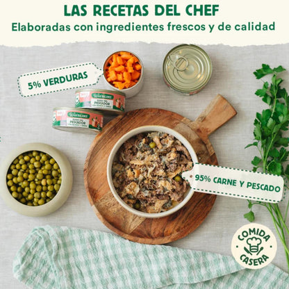 Pakket vissersstoofpotje met zalm en varkensvlees voor katten 6 x 80 g Wild Balance