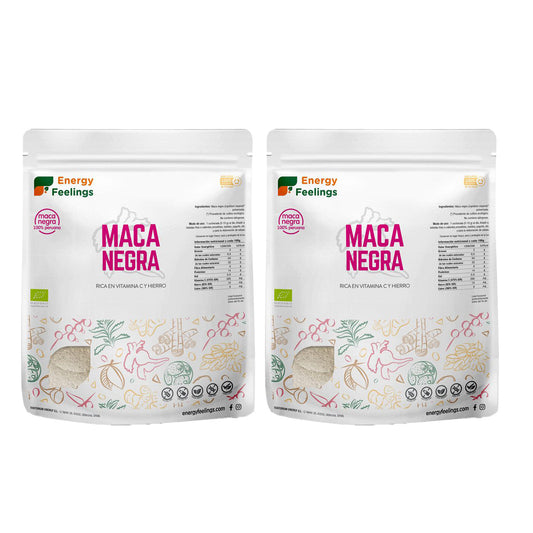 Pack of 2x Organic Black Maca Powder Energy Feelings 1 kg