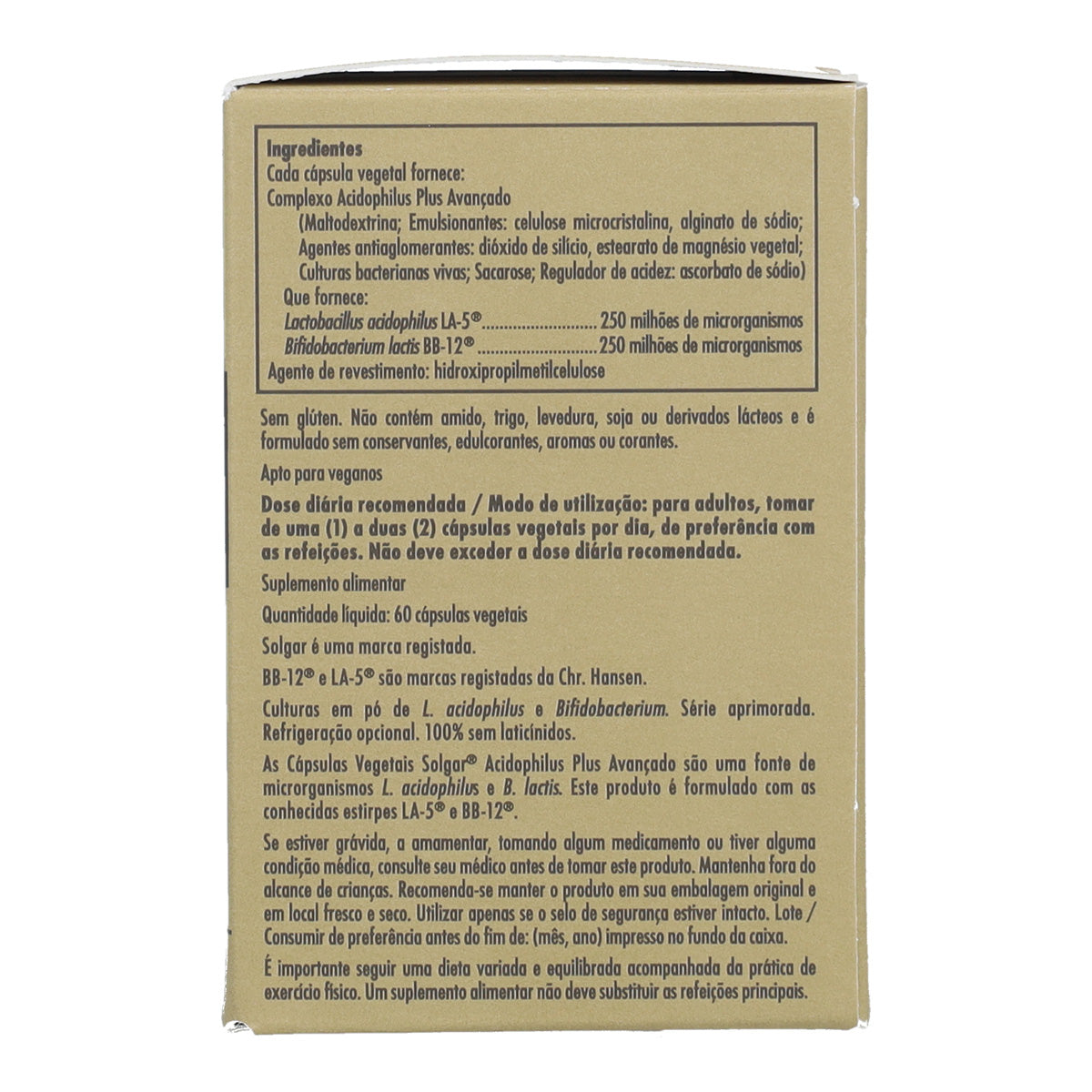 Opakowanie 2x Acidophilus plus advanced Solgar 60 kapsułek roślinnych