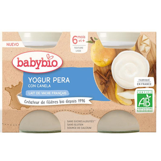 Päronyoghurt med kanel och komjölk 2 x 130 g ekologisk. Babybio