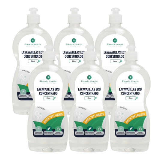 Pak 6xVaatwasser handmatige hypoallergene ongeparfumeerde ECO Planet Garden 750 ml