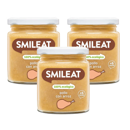 Pack 3x Tarrito BIO Pollo con Arroz +6 meses Smileat 230g