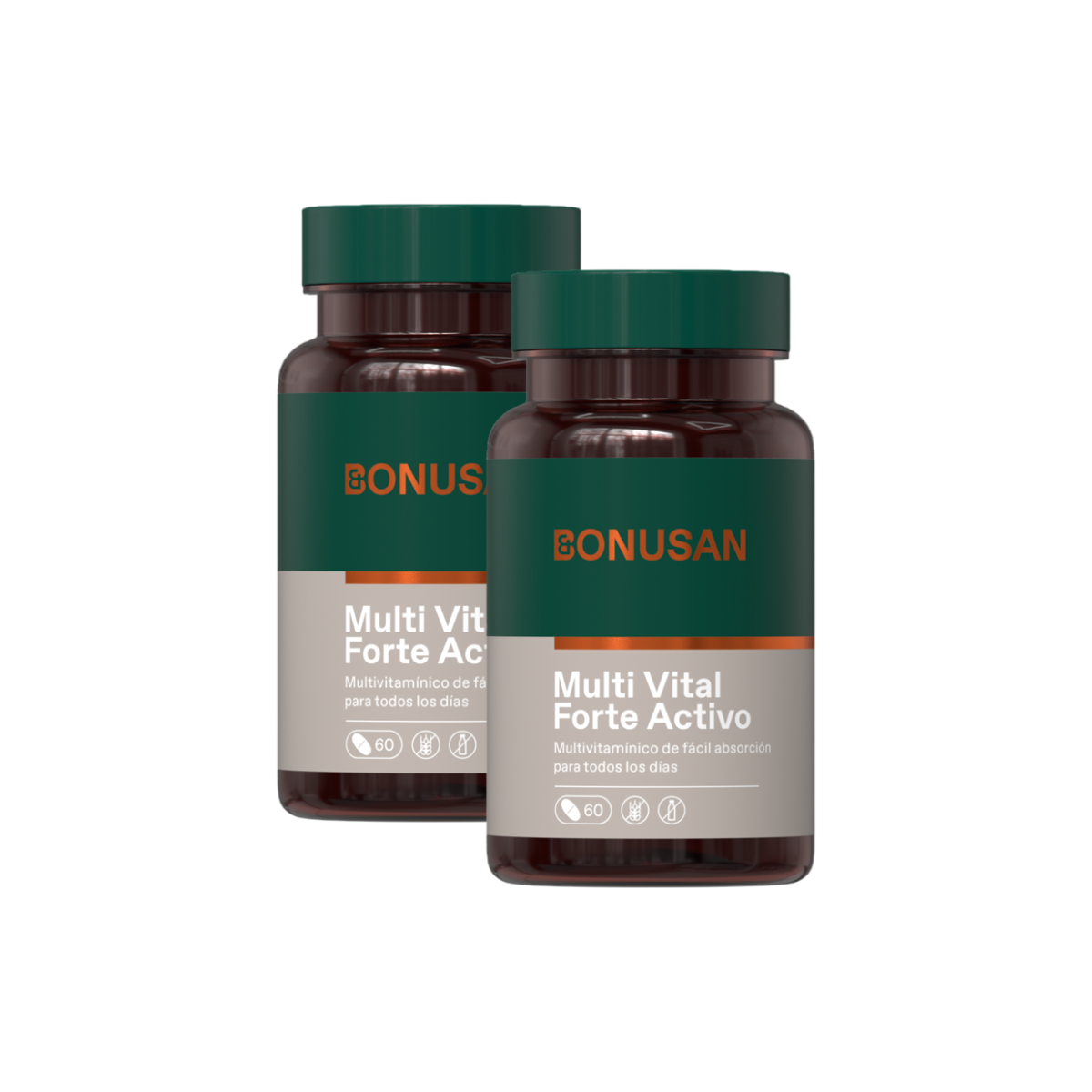 Förpackning med 2x Multivital Forte Activo, Bonusan, 60 tabletter