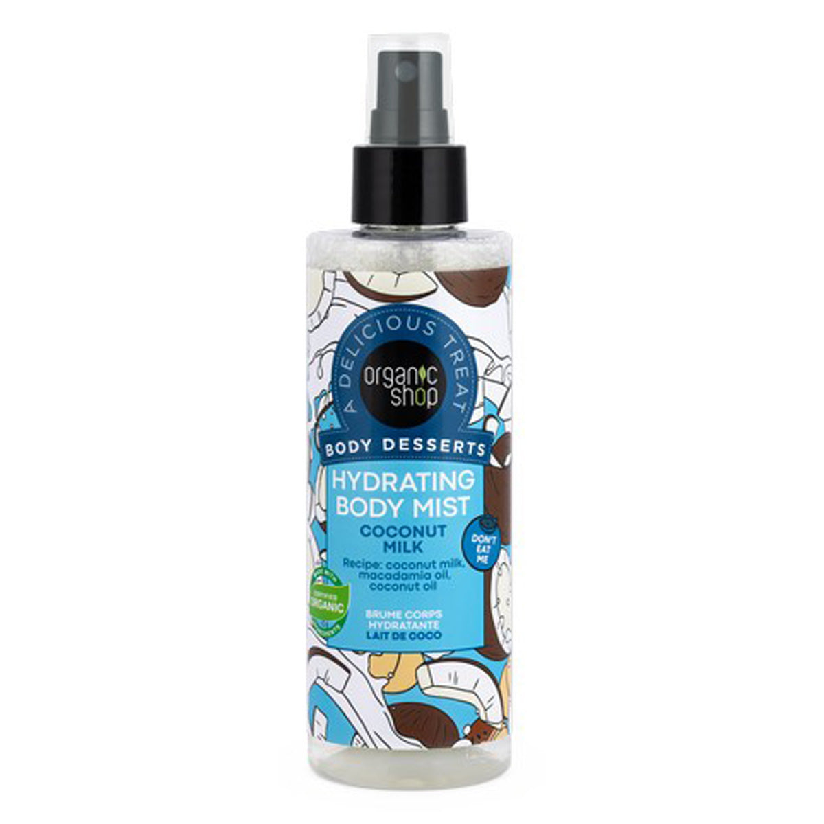 Spray idratante per il corpo "Latte di cocco", Organic Shop, 200 ml