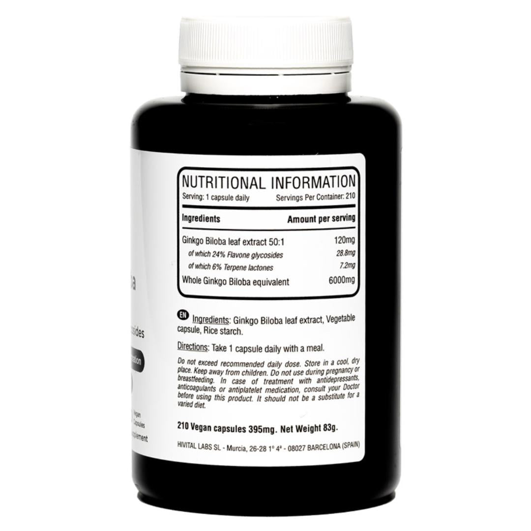 Ginkgo Biloba 6000 mg Hivital 210 vegane Kapseln