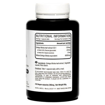 Ginkgo Biloba 6000 mg Hivital 210 vegane Kapseln